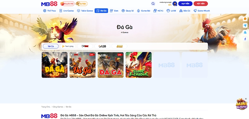 Đá gà MB88 - Ăn tiền tại trường đấu lớn