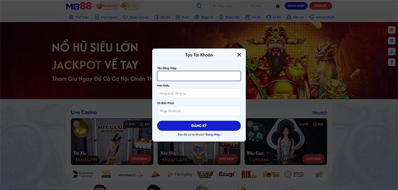 Hướng dẫn đăng ký MB88 điền đầy đủ thông tin