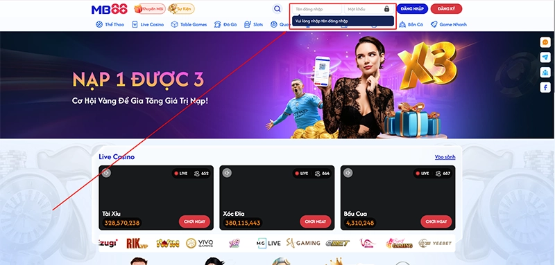 Hướng dẫn đăng nhập MB88 - Bước đầu phát tài