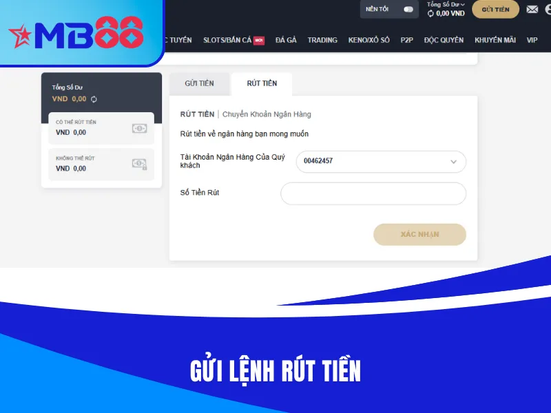 Làm lệnh rút tiền MB88